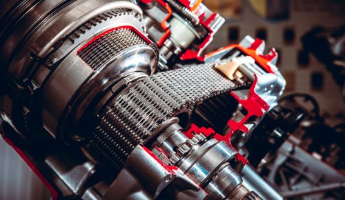 Car gearbox. Transmission closeup at the service station. High quality photo